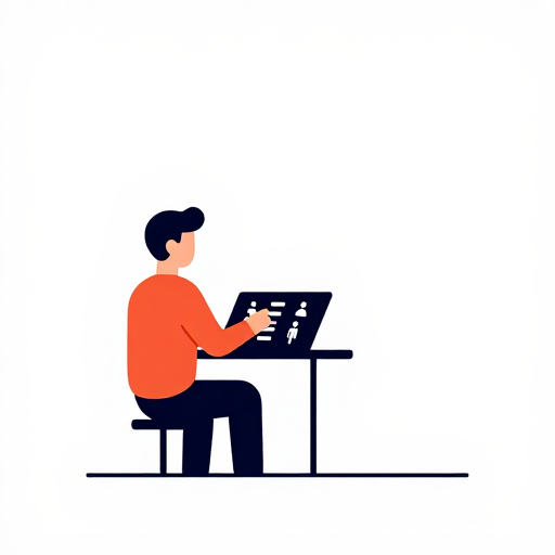 flat vector 2D illustration of a person managing a digital control panel with freedom and flexibility symbols, minimalist, solid matte colors, empty negative space, isolated on transparent background